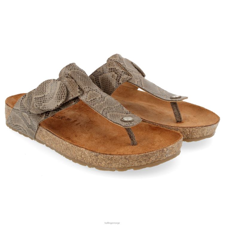 taupe reptil sandal 2H846104 Haflinger kvinner stor spenne corinna